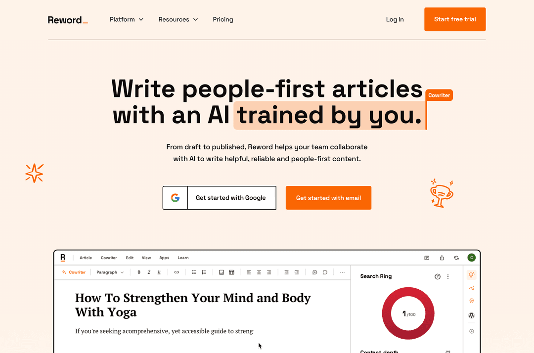 Image for Reword, an AI assisted content writing editor